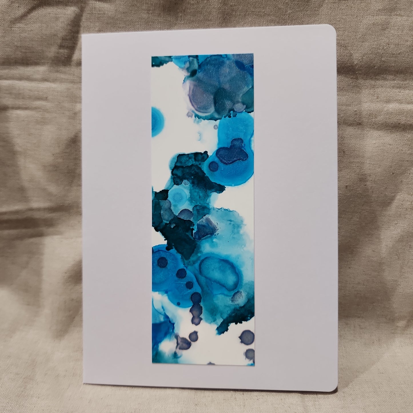 Handmade Alcohol Ink Notecards - Half Print - Blue (Set of 4)
