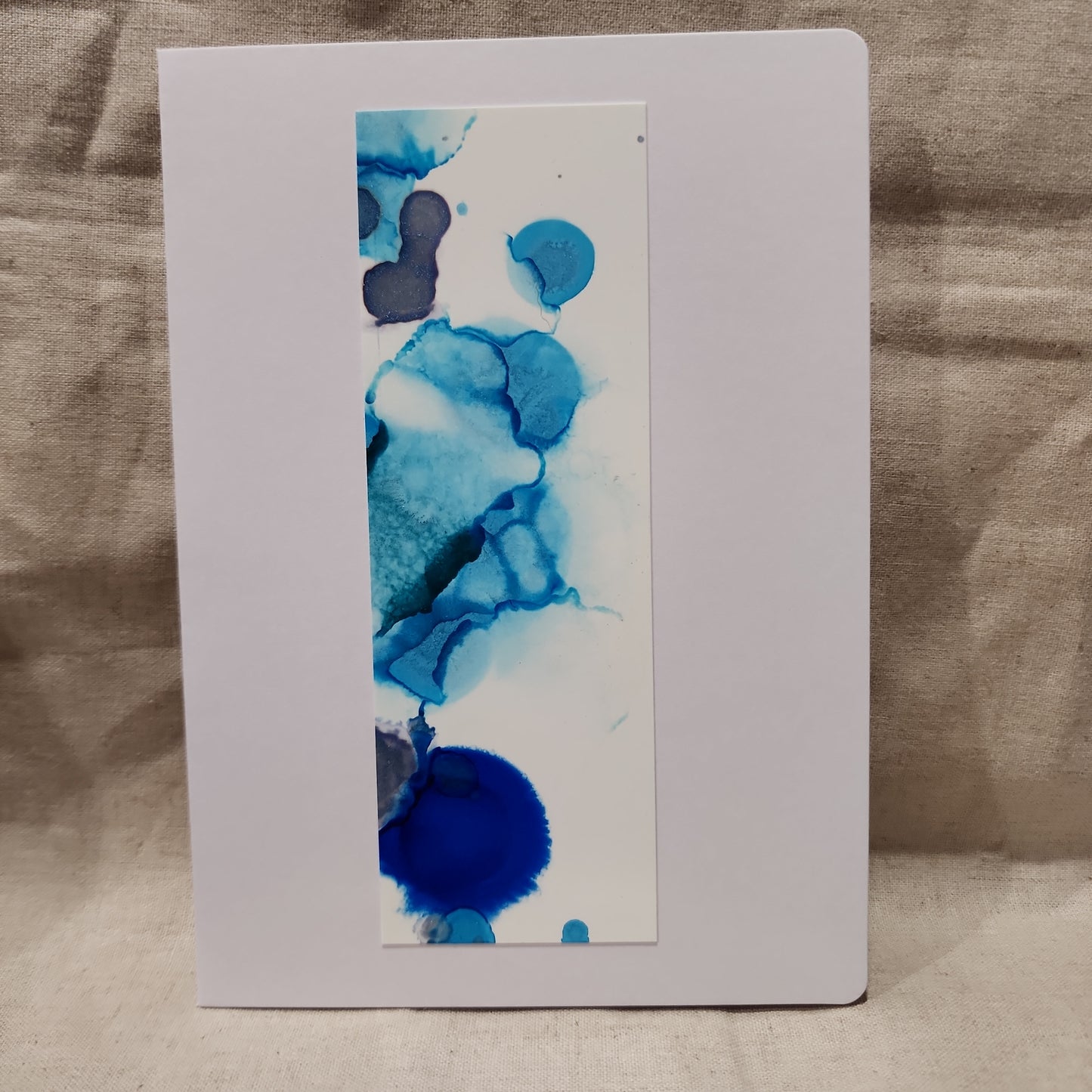 Handmade Alcohol Ink Notecards - Half Print - Blue (Set of 2)