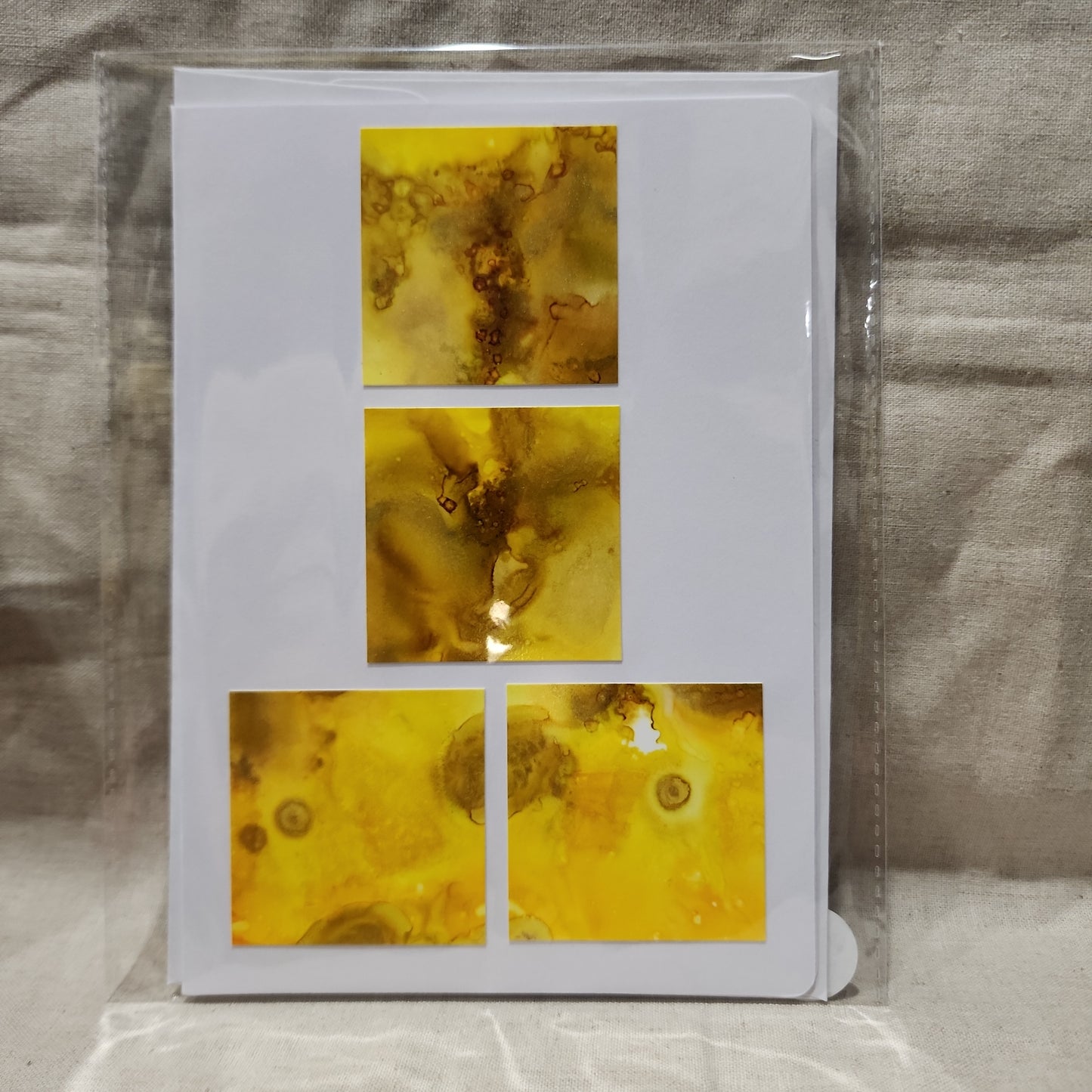 Handmade Alcohol Ink Notecards - Yellow