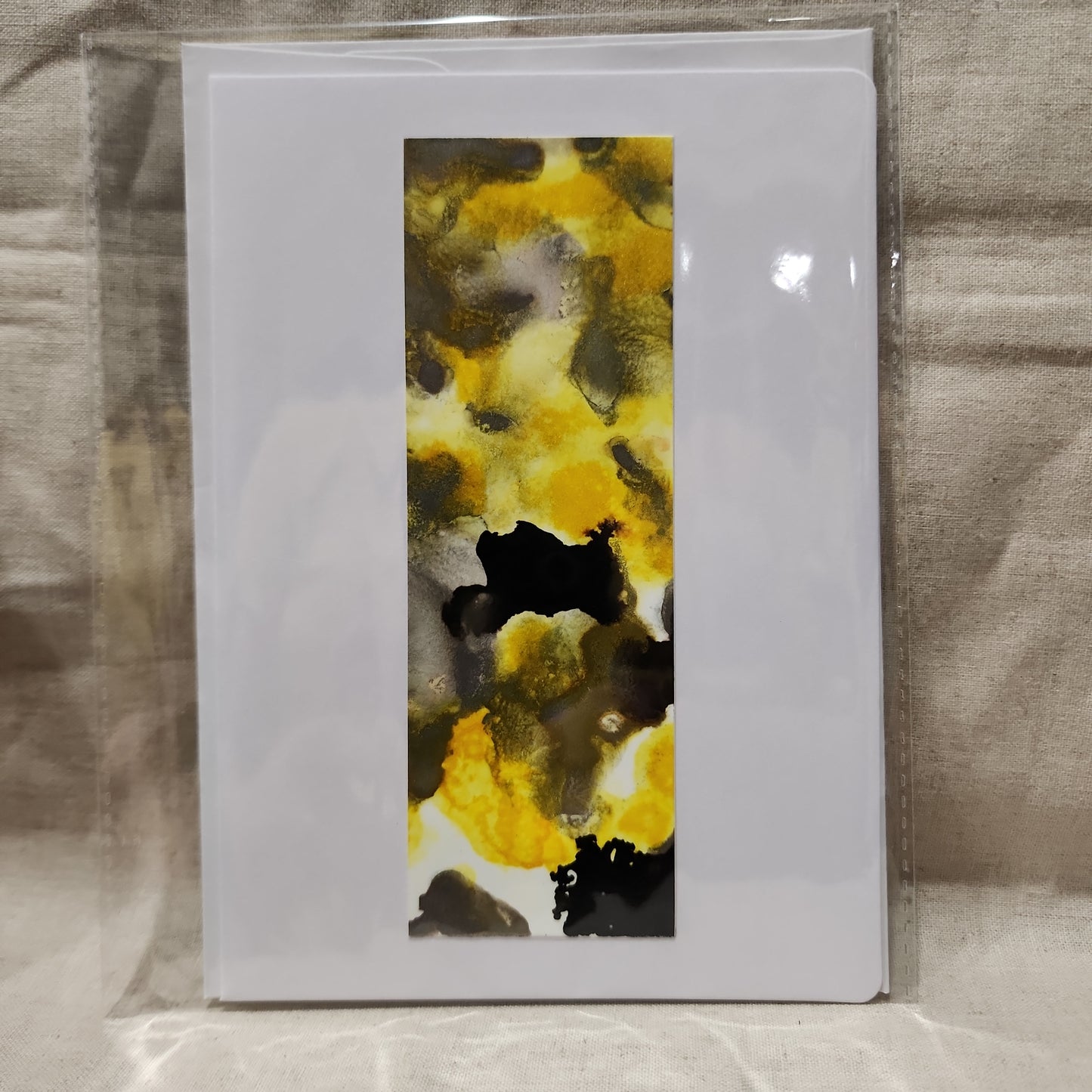 Handmade Alcohol Ink Notecards - Yellow/Black/Silver