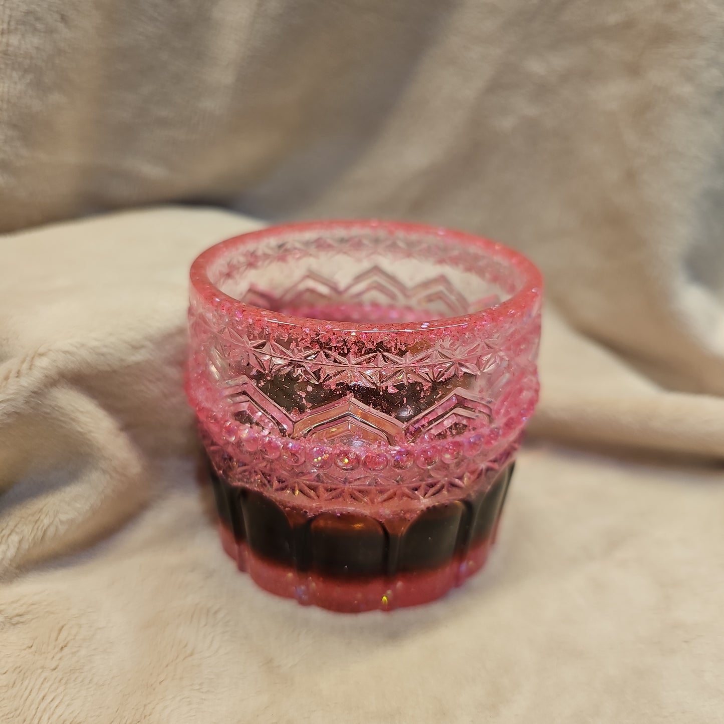 Votive/Planter-Pink & Brown
