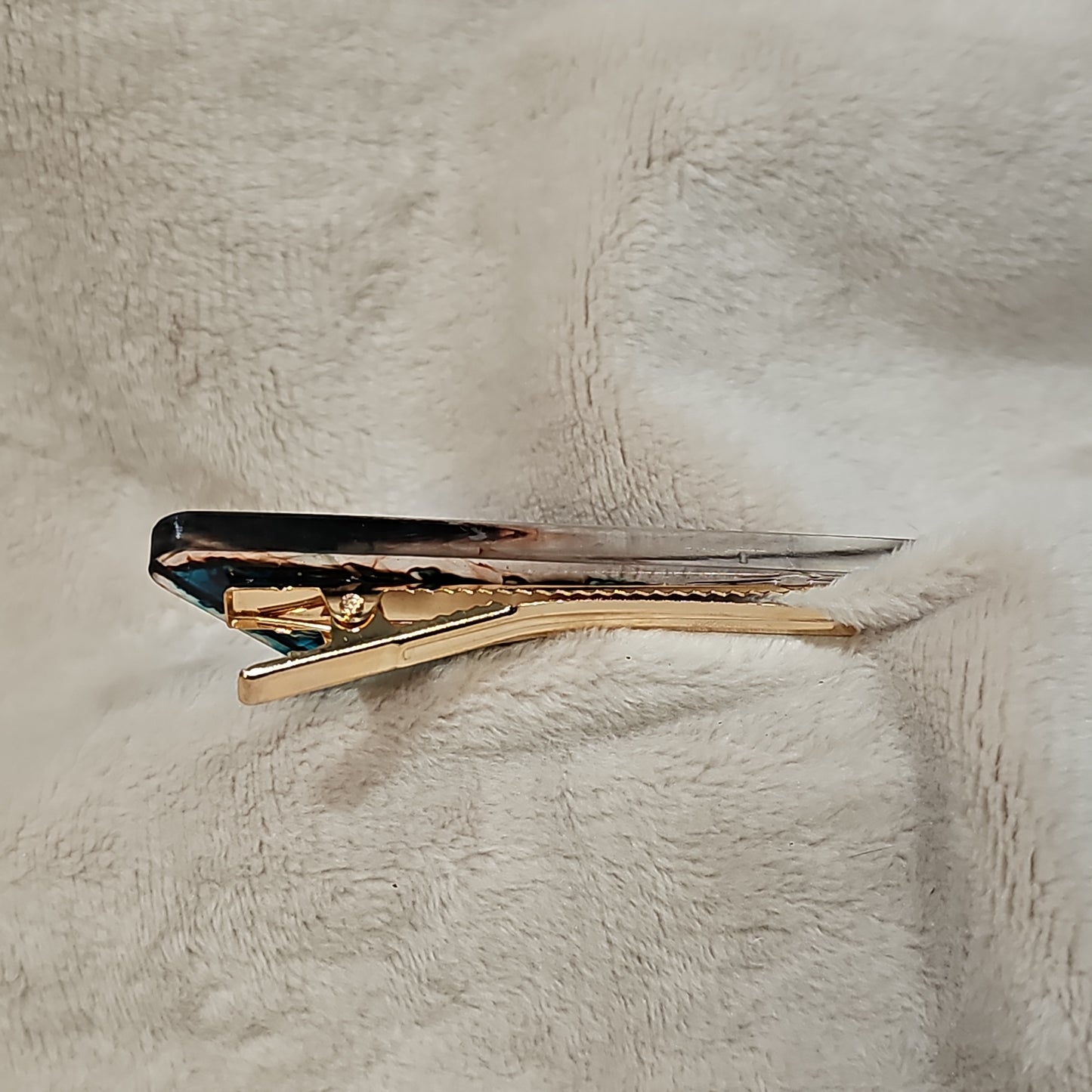 Hair Clip - Brown & Teal