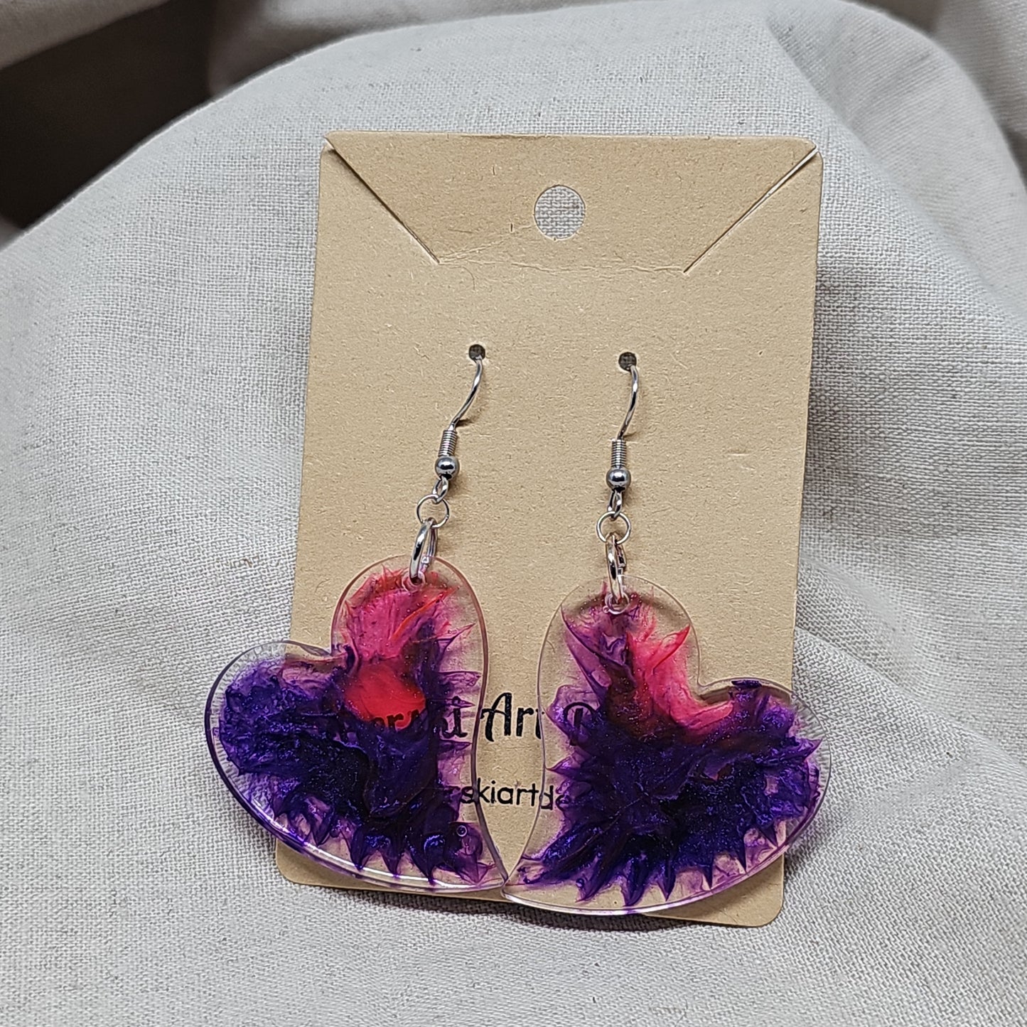 Heart Earrings-Purple/Pink