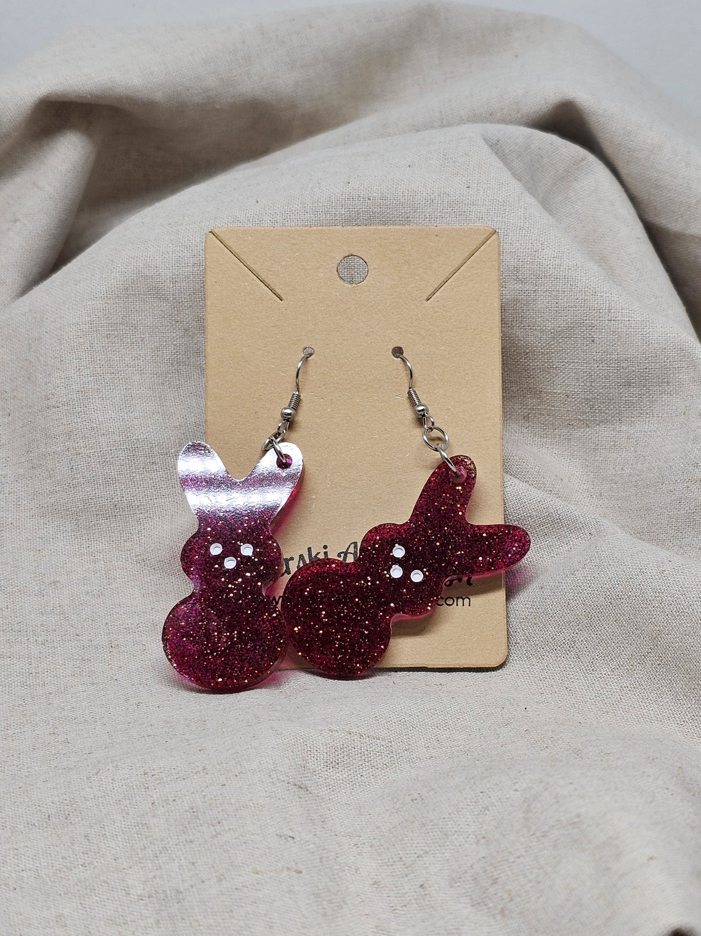 Large Bunny Earrings-Burgundy