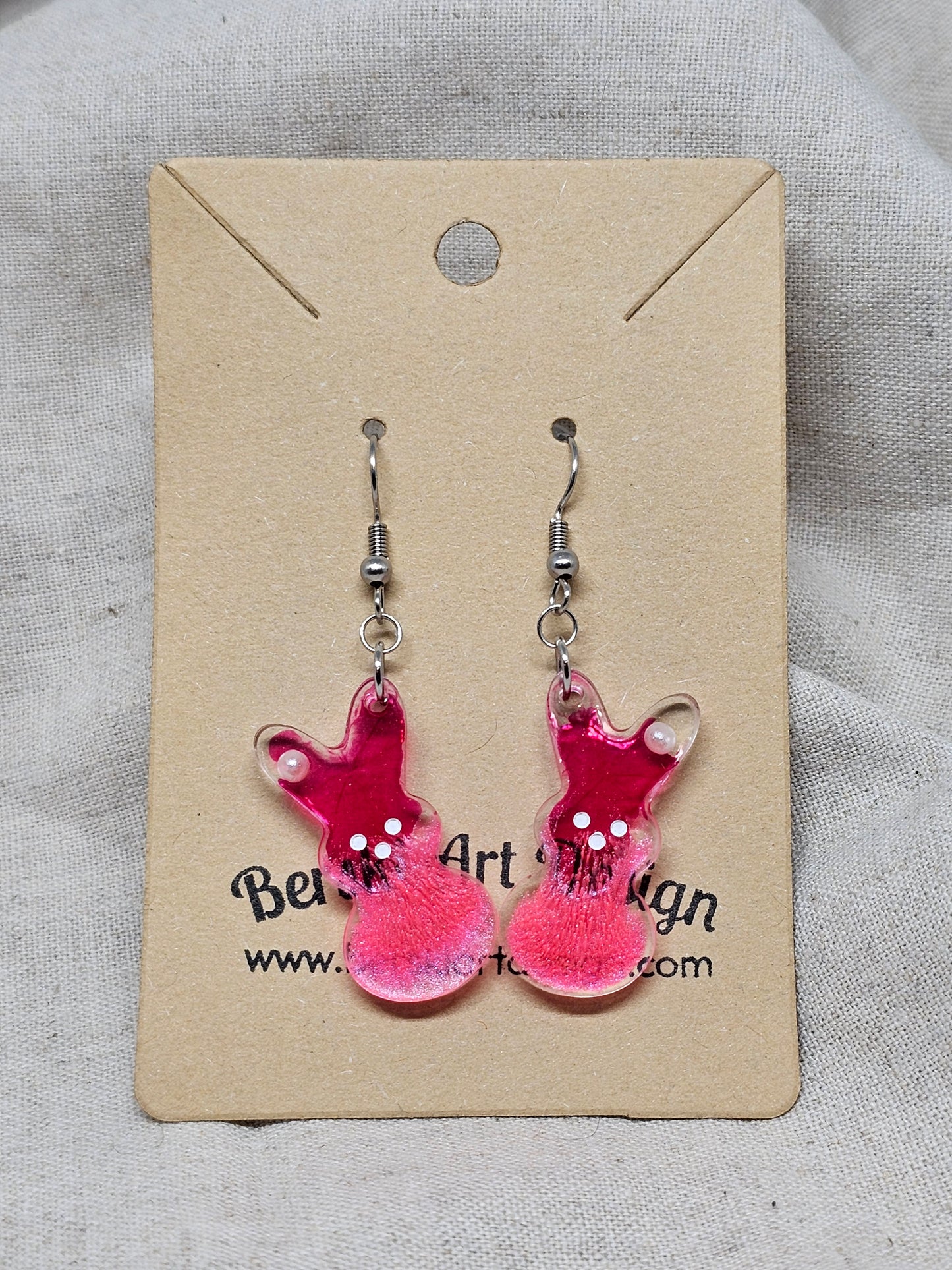 Small Bunny Earrings-Pink Sparkle