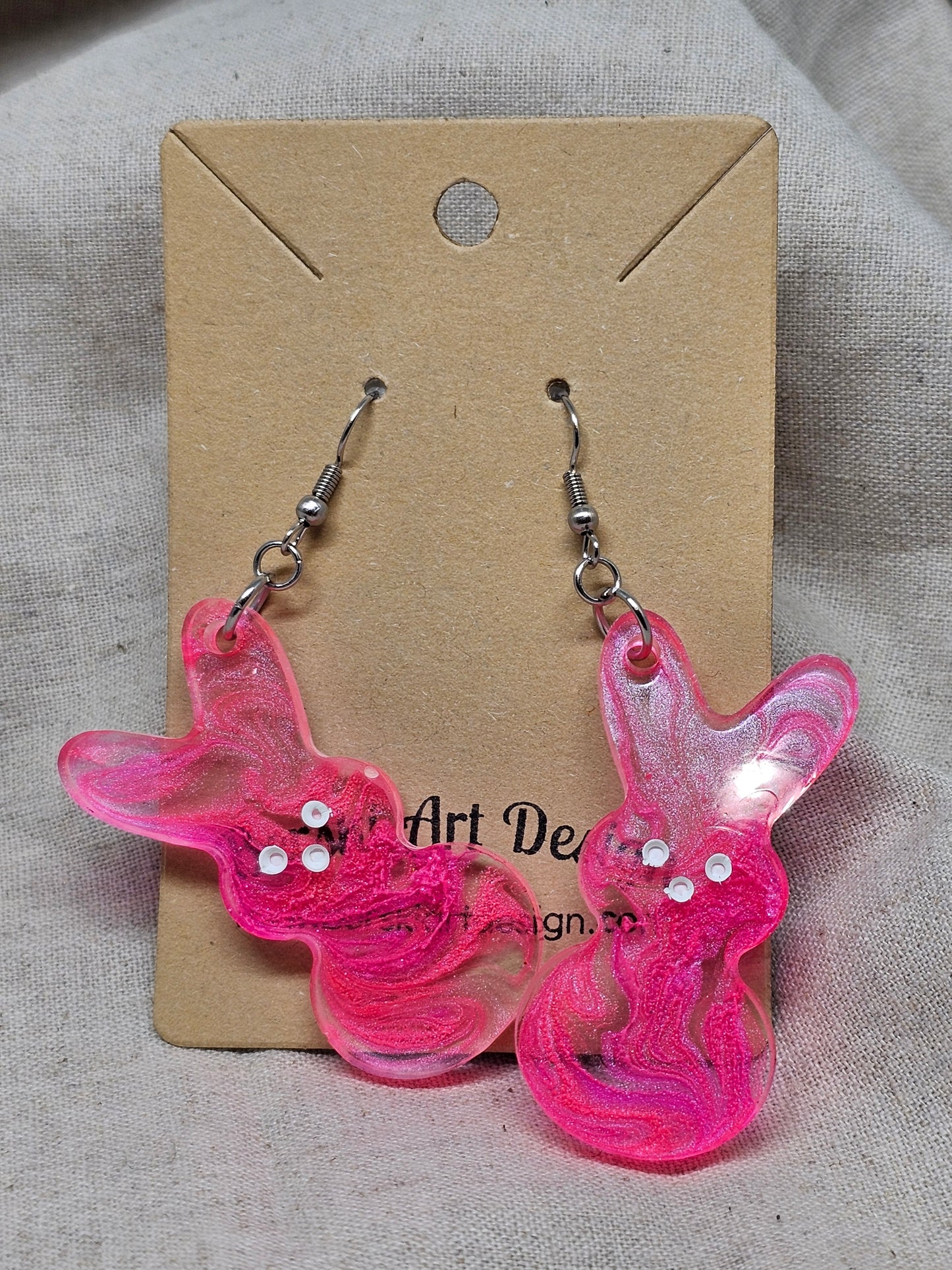 Large Bunny Earrings-Pink