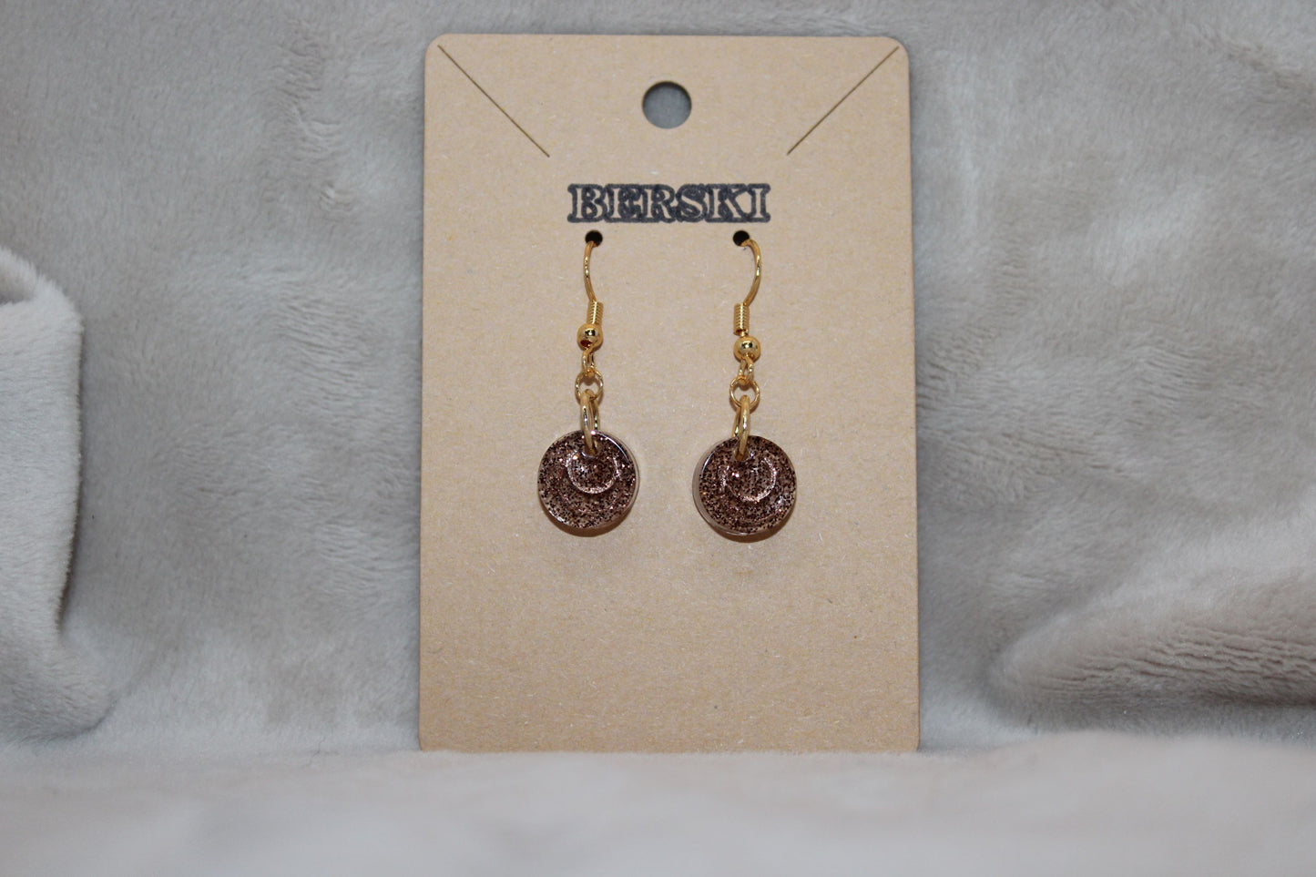 Hand-Poured Resin and Alcohol Ink Earrings - Round - Brown