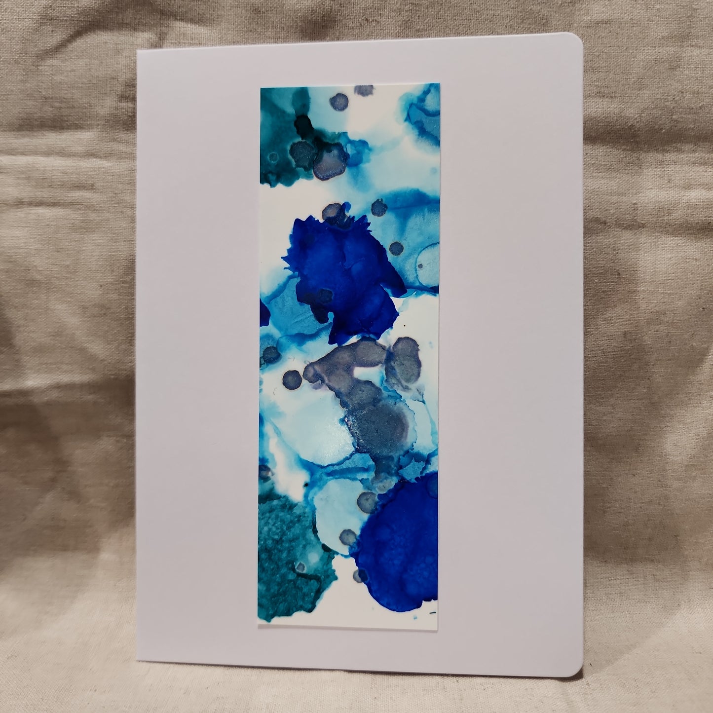 Handmade Alcohol Ink Notecards - Half Print - Blue (Set of 4)