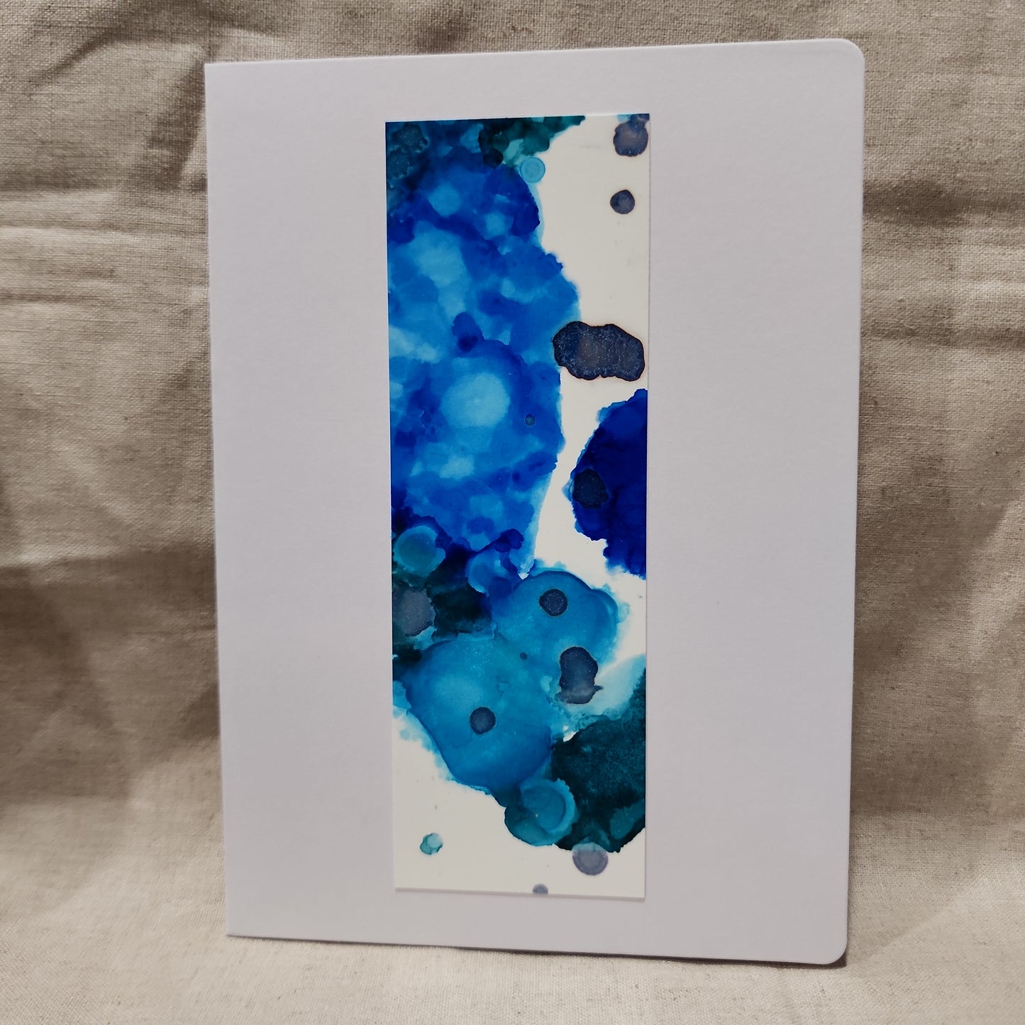 Handmade Alcohol Ink Notecards - Half Print - Blue (Set of 4)