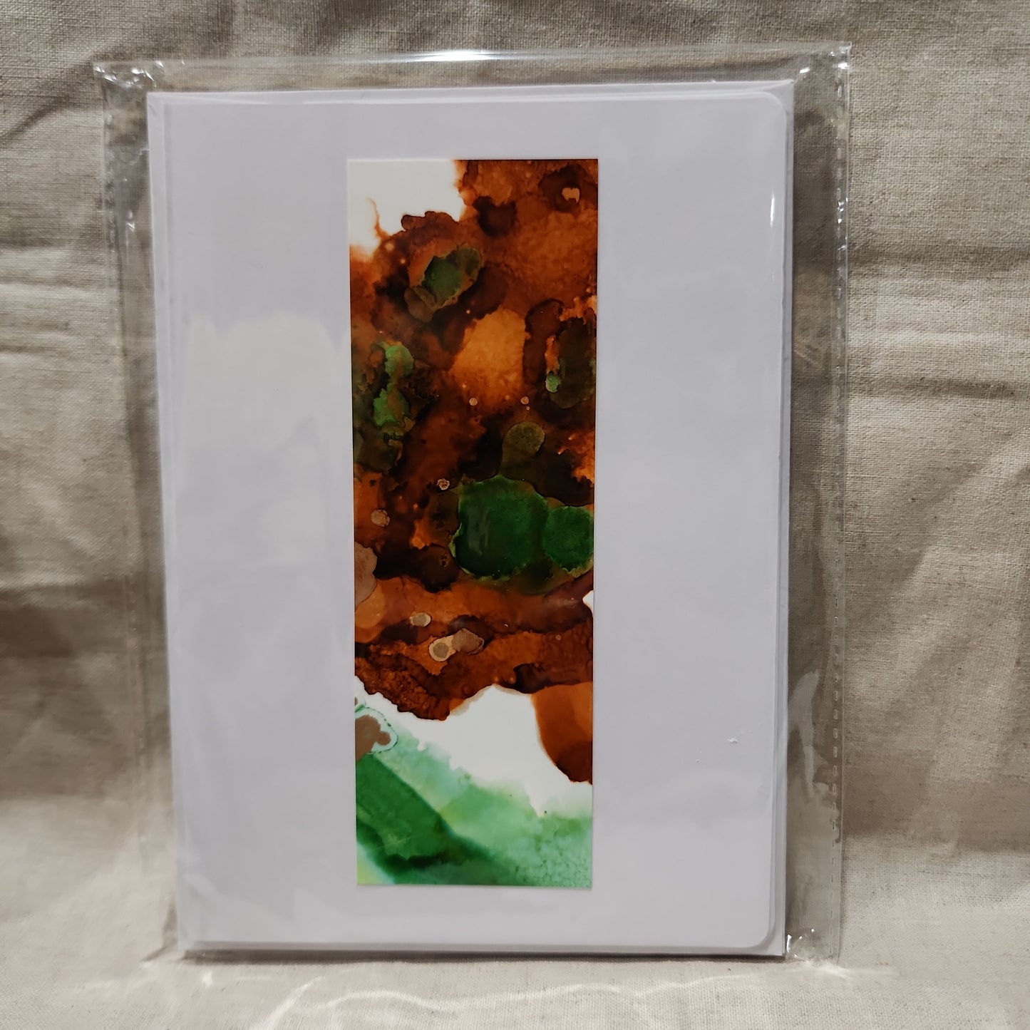 Handmade Alcohol Ink Notecards - Brown/Green/Gold (Set of 4)