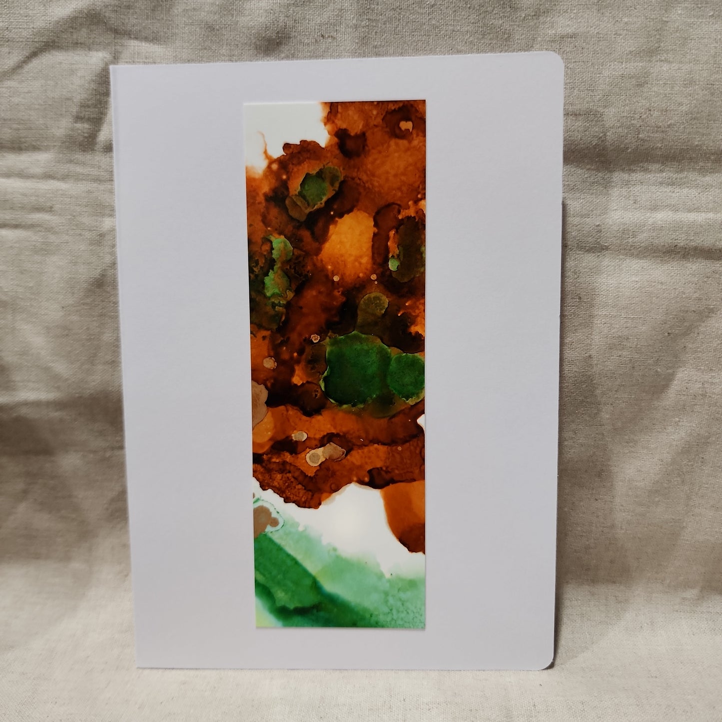 Handmade Alcohol Ink Notecards - Brown/Green/Gold (Set of 4)