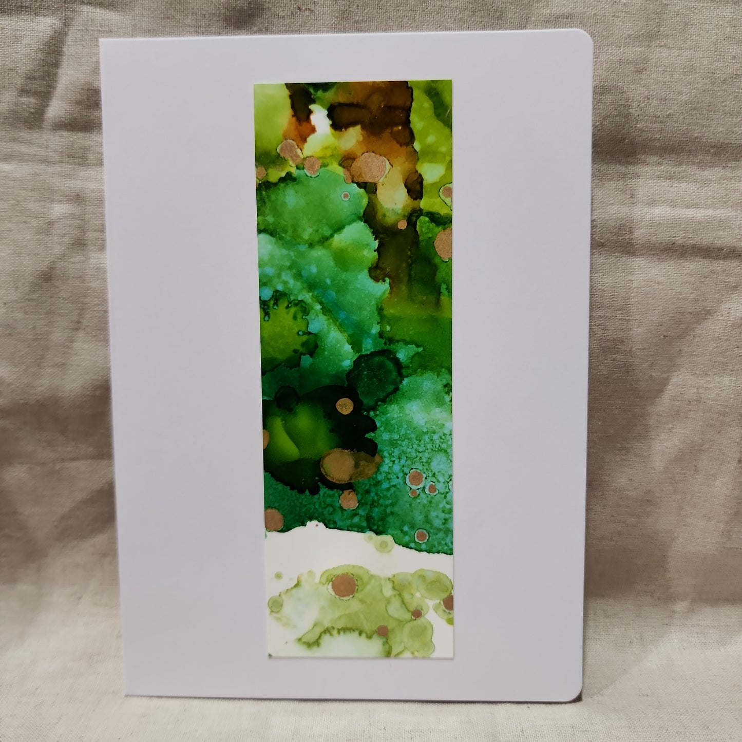 Handmade Alcohol Ink Notecards - Brown/Green/Gold (Set of 4)