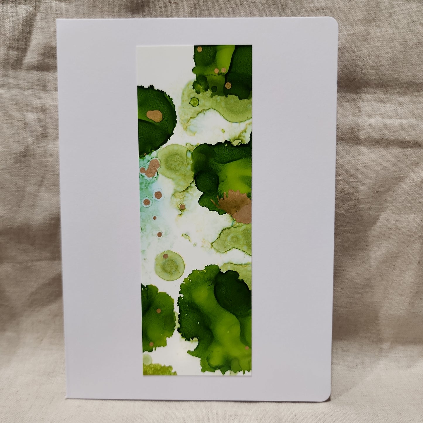 Handmade Alcohol Ink Notecards - Brown/Green/Gold (Set of 4)