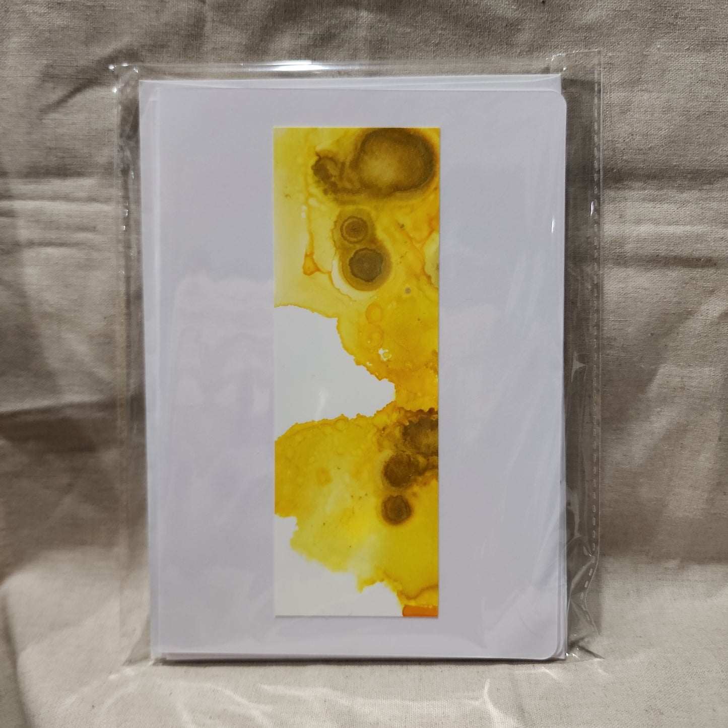 Handmade Alcohol Ink Notecards - Yellow (Set of 4)