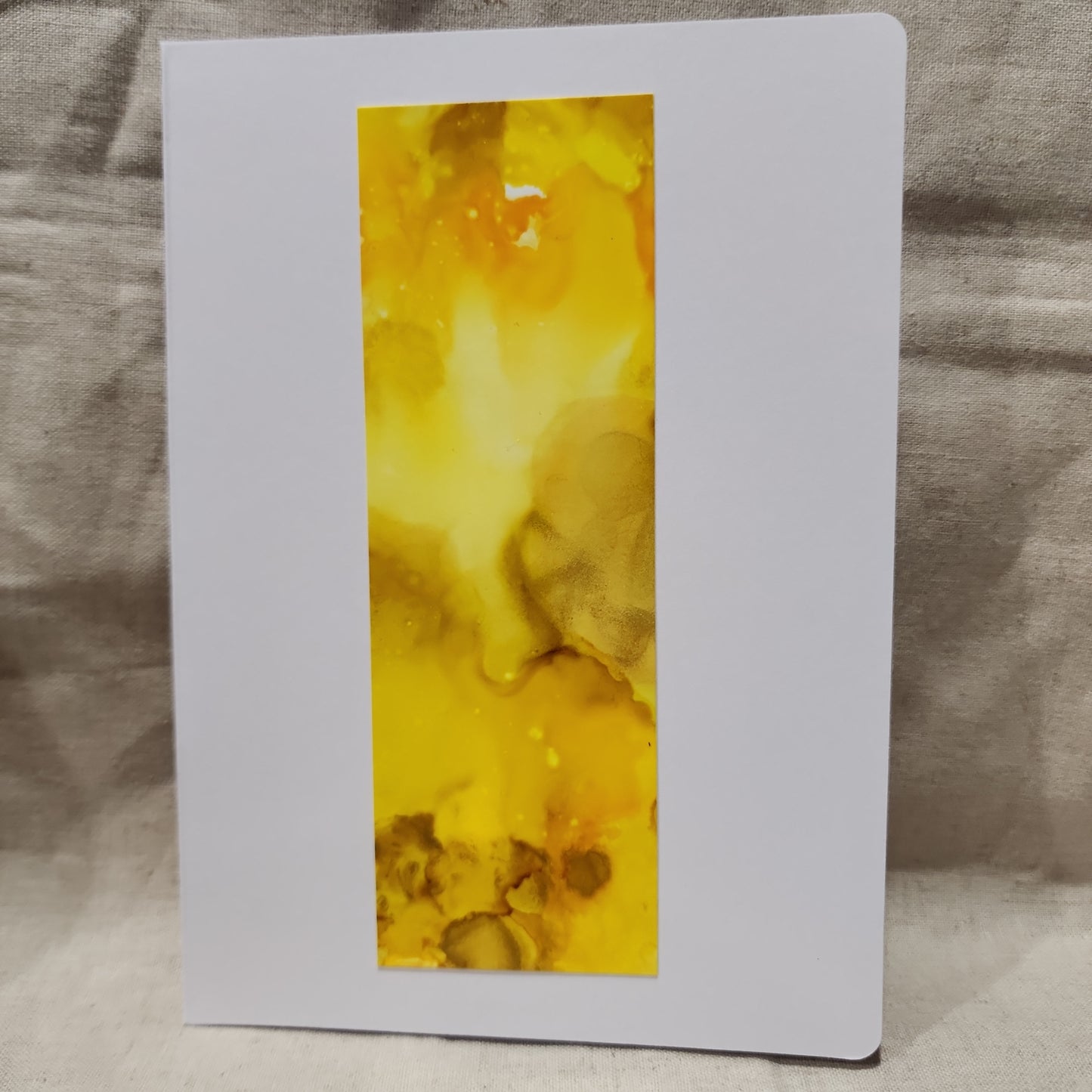 Handmade Alcohol Ink Notecards - Yellow (Set of 4)