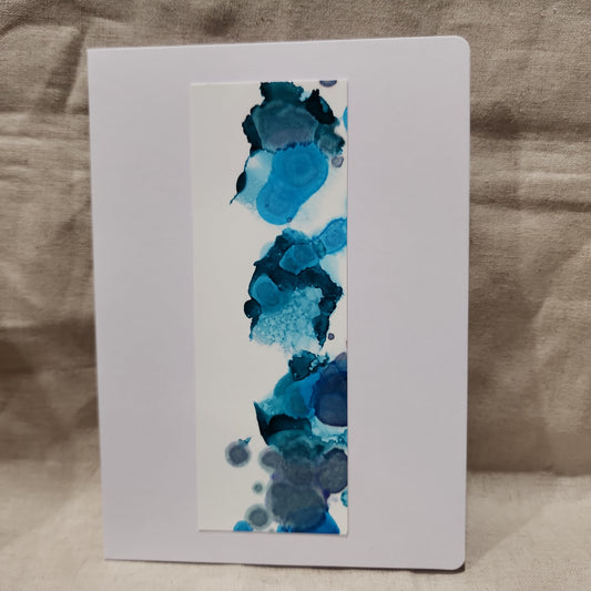 Handmade Alcohol Ink Notecards - Half Print - Blue (Set of 2)