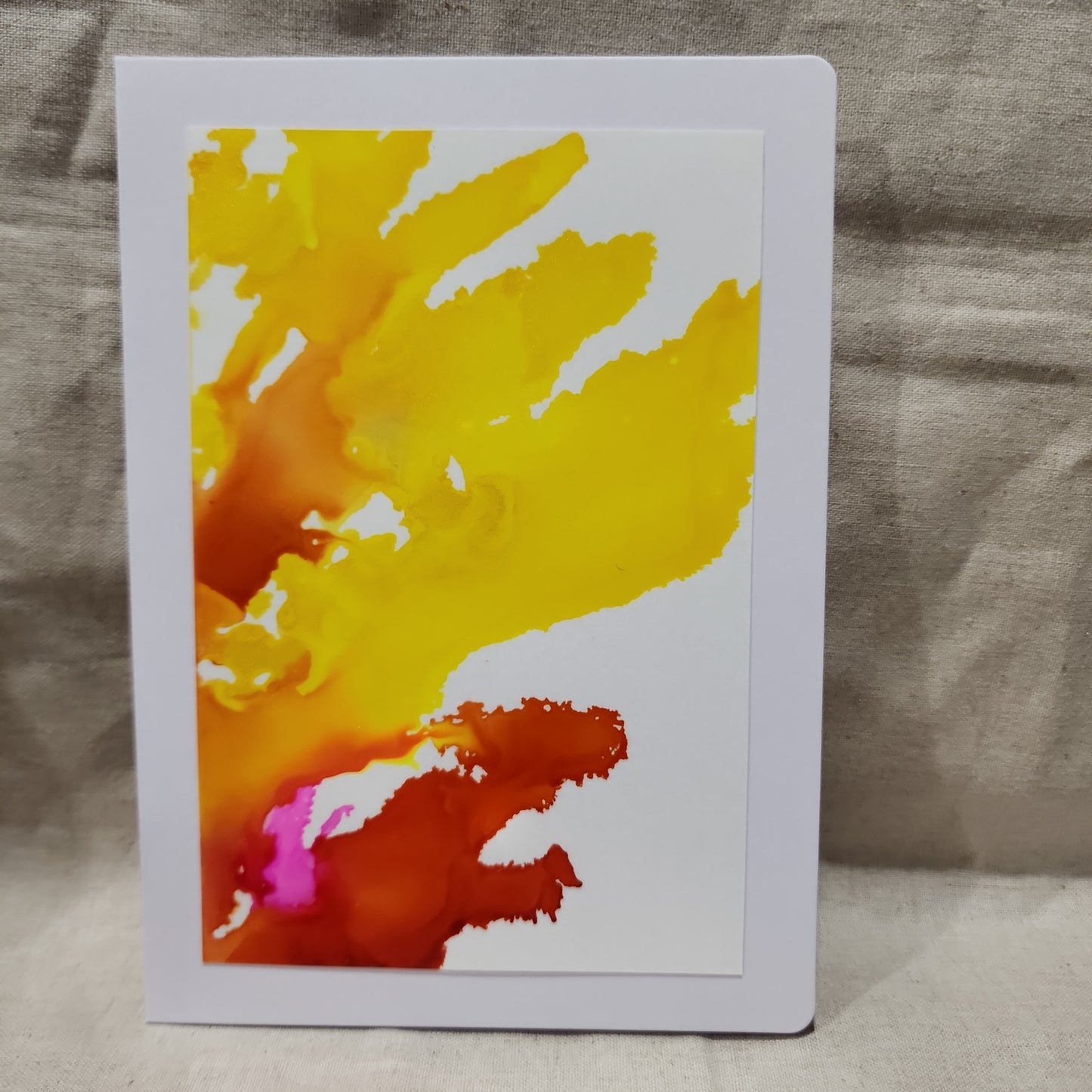 Handmade Alcohol Ink Notecards - Red/Orange/Yellow (Set of 2)