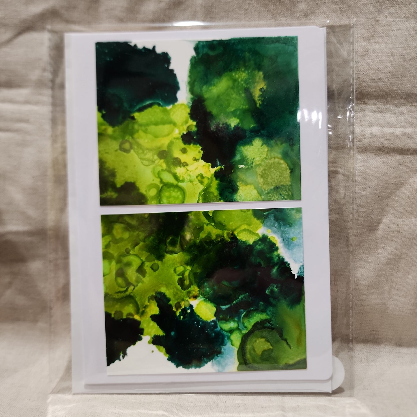 Handmade Alcohol Ink Notecards - Green