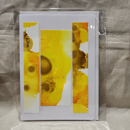 Handmade Alcohol Ink Notecards - Yellow