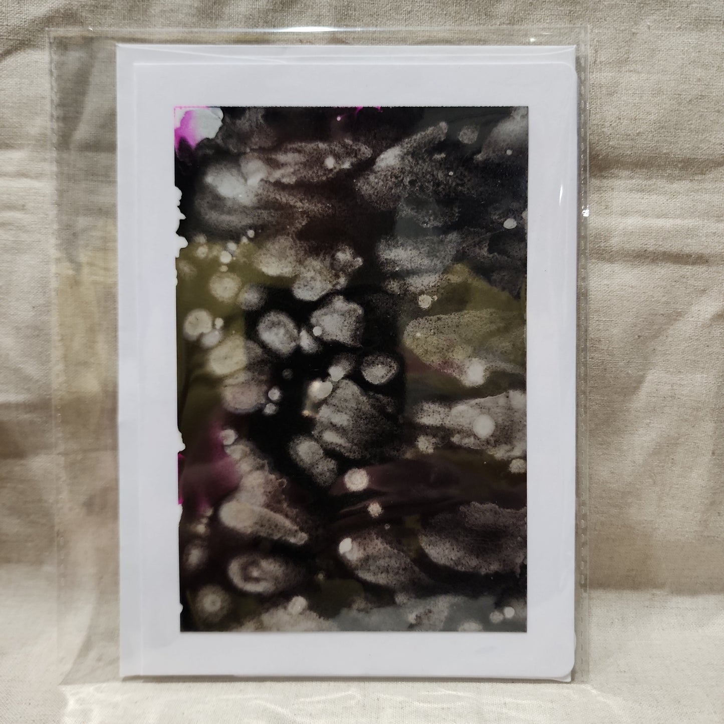 Handmade Alcohol Ink Notecards - Black/Silver