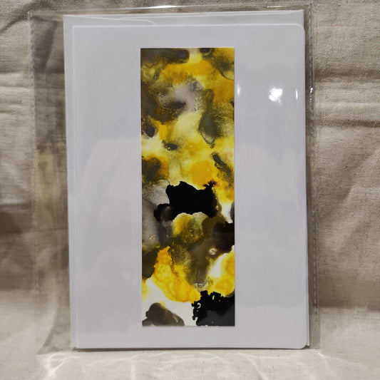 Handmade Alcohol Ink Notecards - Yellow/Black/Silver