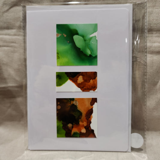 Handmade Alcohol Ink Notecards - Green/Brown