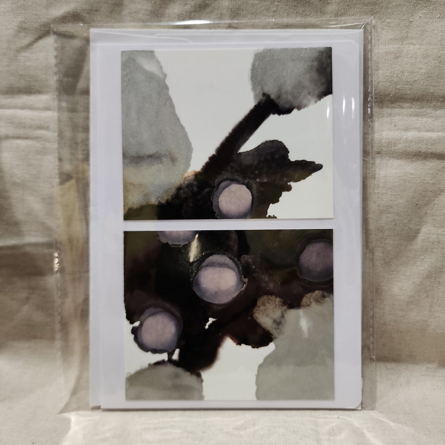 Handmade Alcohol Ink Notecards - Black/Silver