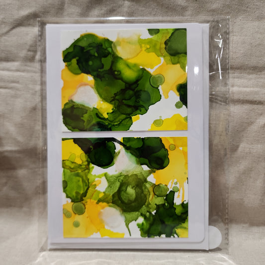 Handmade Alcohol Ink Notecards - Yellow