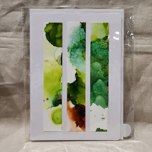 Handmade Alcohol Ink Notecards - Green/Brown
