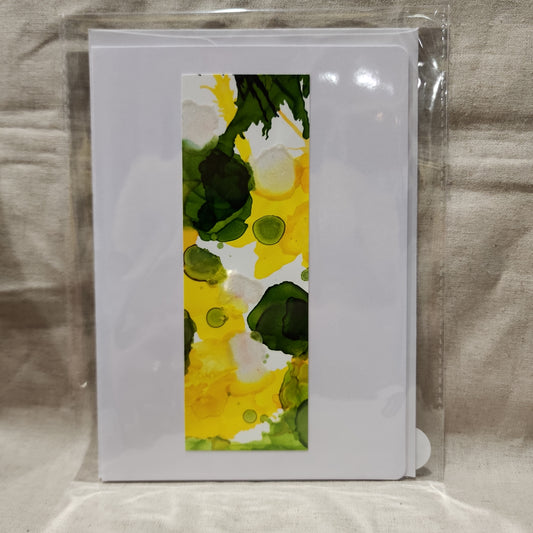 Handmade Alcohol Ink Notecards - Yellow/Green/White