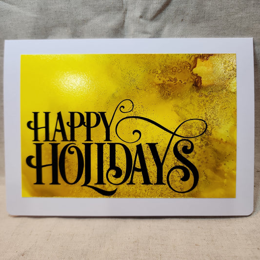 Holiday Notecards - Yellow Glitter (Set of 4)