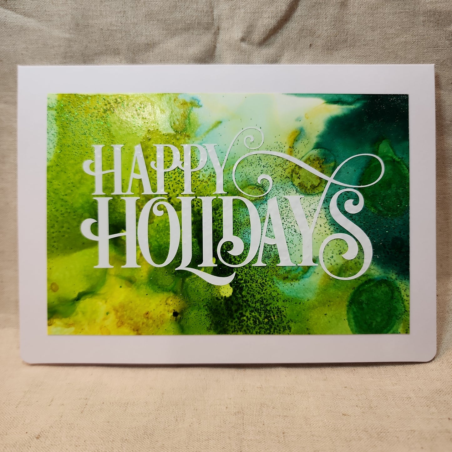 Holiday Notecards - Green Glitter (Set of 4)