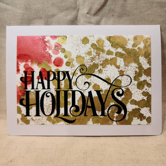 Holiday Notecards - Red/Gold Glitter (Set of 4)