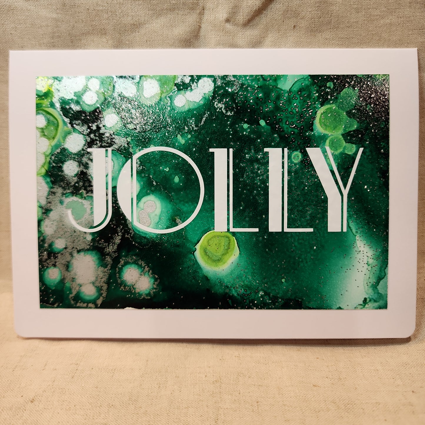 Holiday Notecards - Green/Silver Glitter (Set of 4)