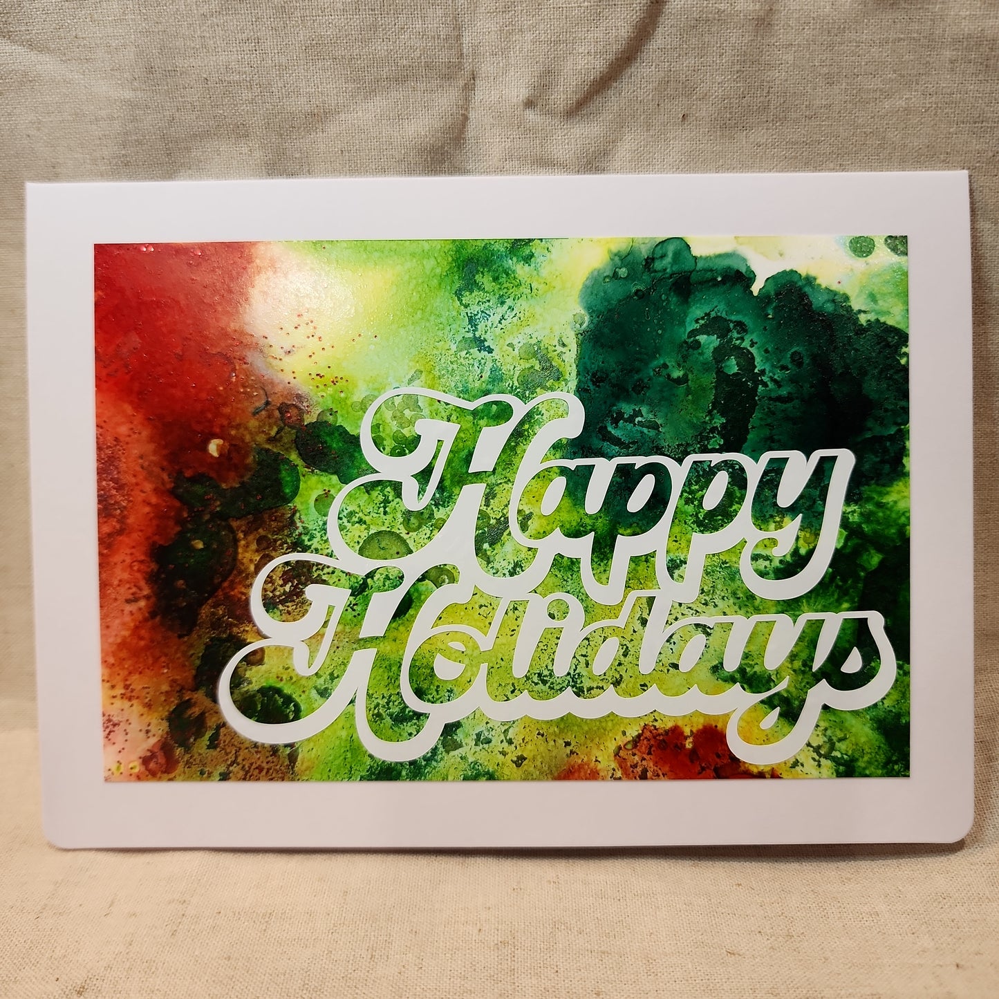 Holiday Notecards - Green/Red Glitter (Set of 4)