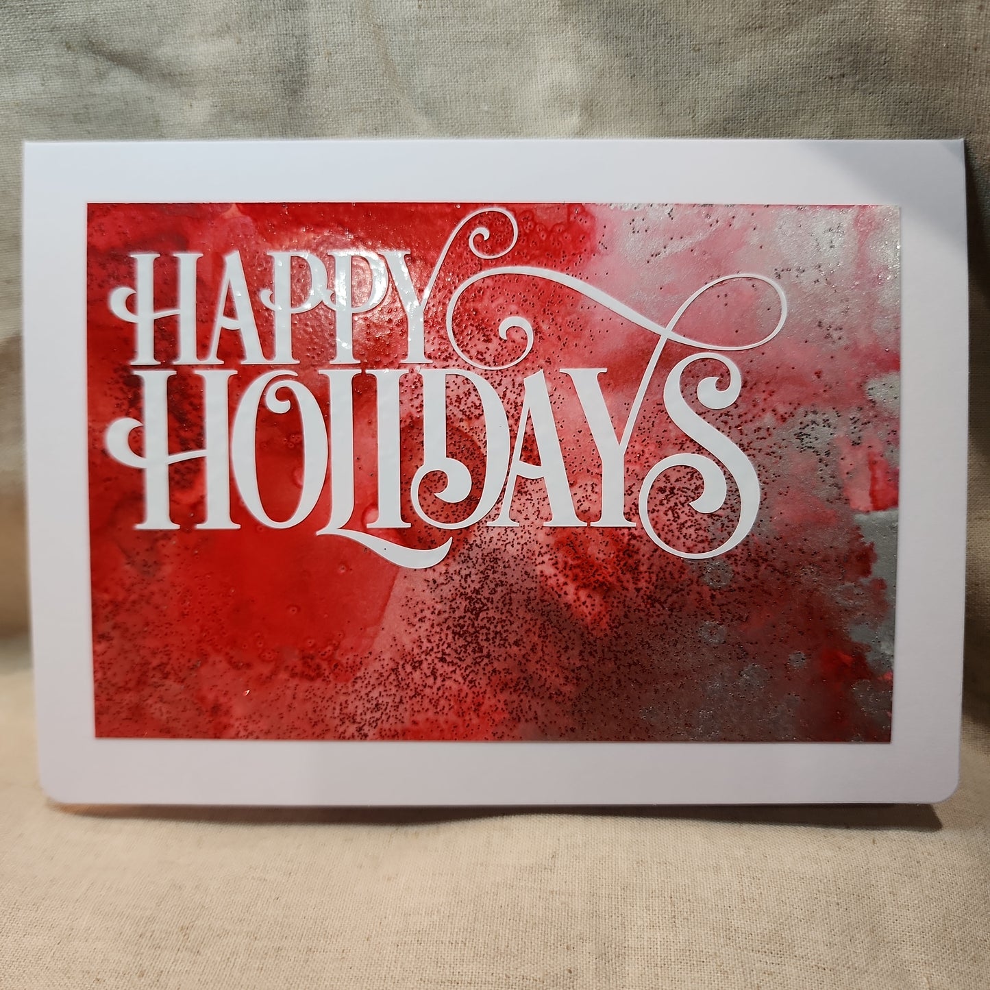 Holiday Notecards - Silver/Red Glitter (Set of 1)