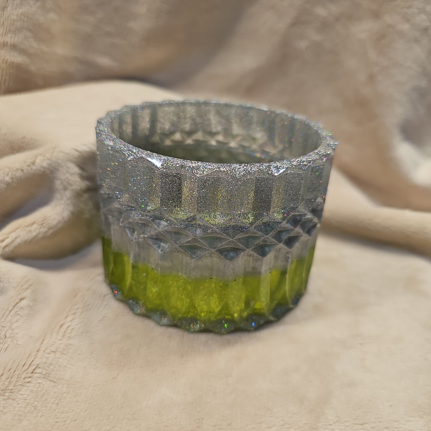 Votive/Planter-Green & Silver