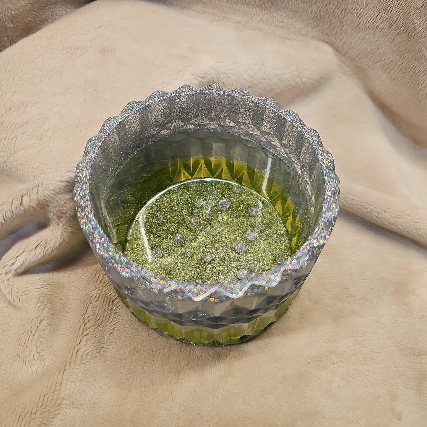 Votive/Planter-Green & Silver