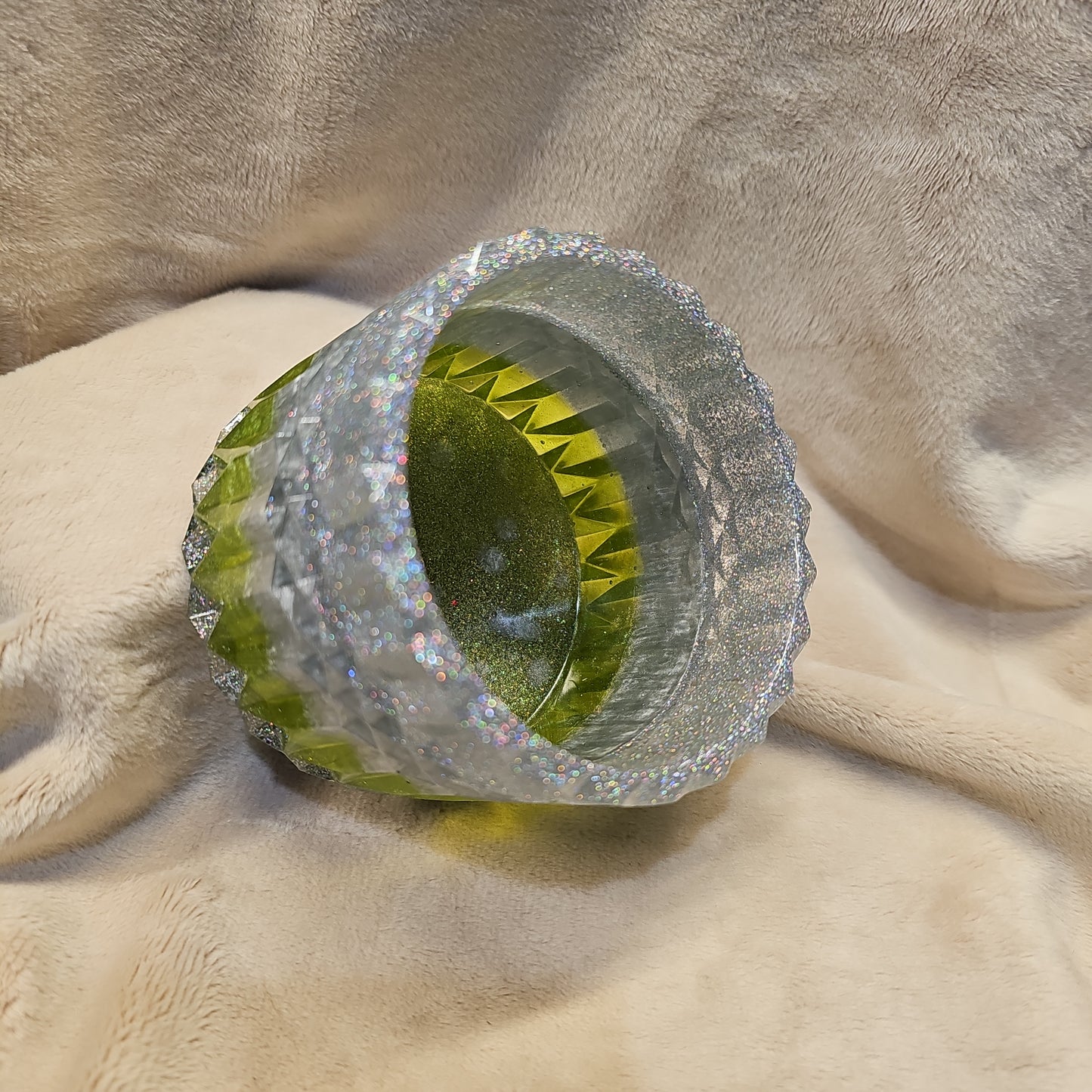 Votive/Planter-Green & Silver