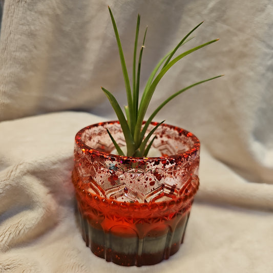 Votive/Planter-Red & Metal