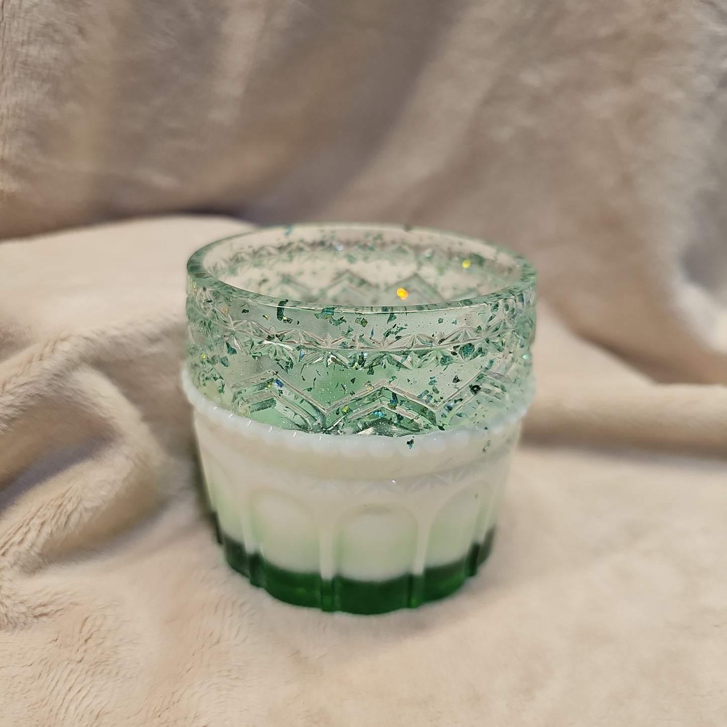 Votive/Planter-Green & White