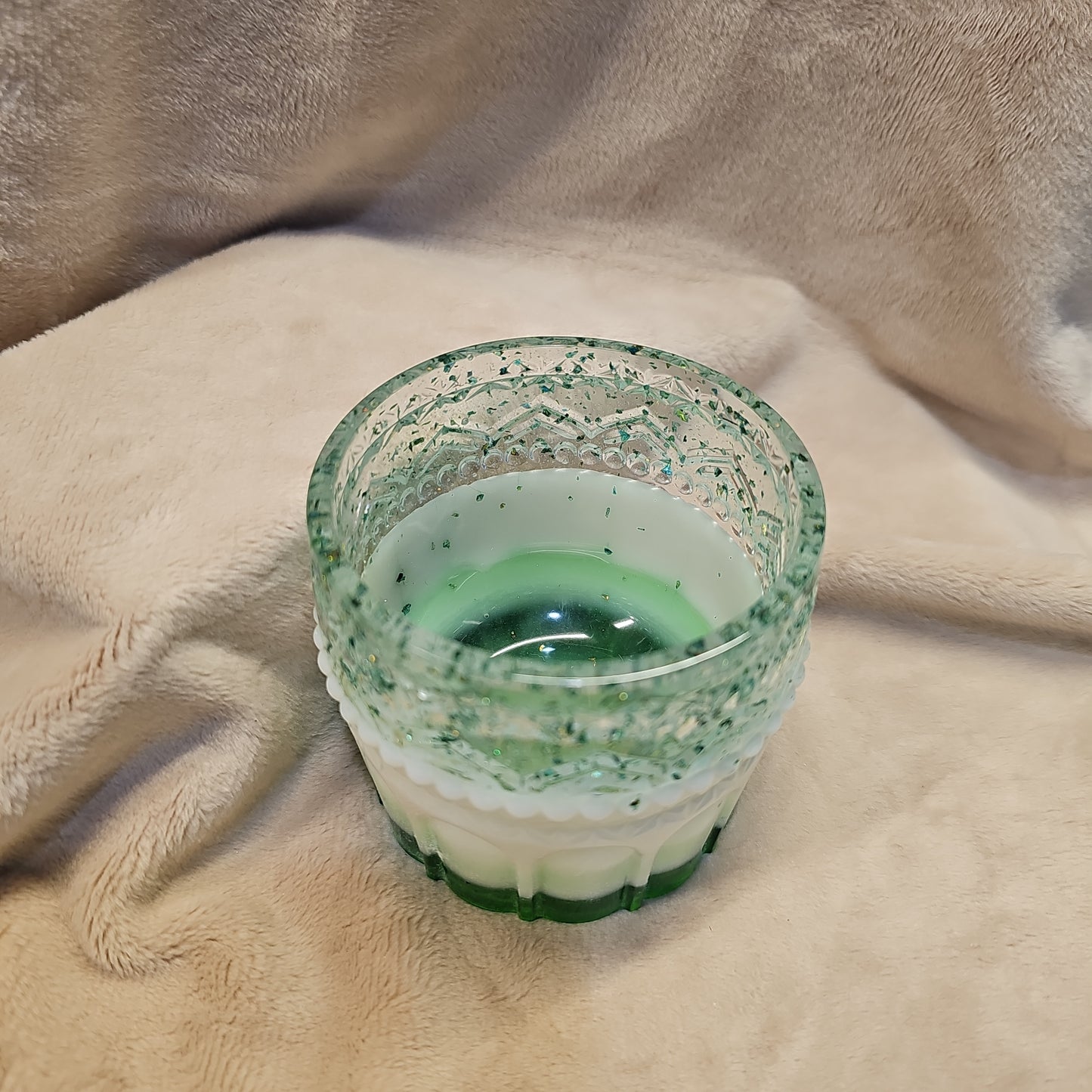 Votive/Planter-Green & White