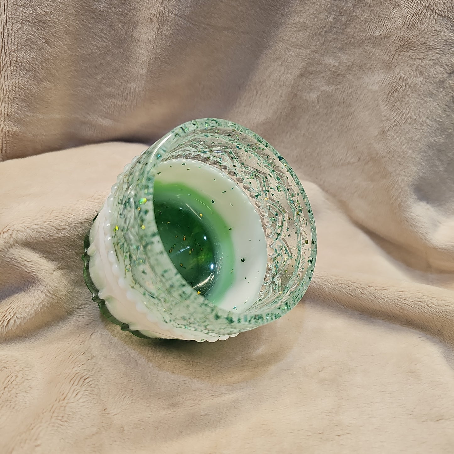 Votive/Planter-Green & White