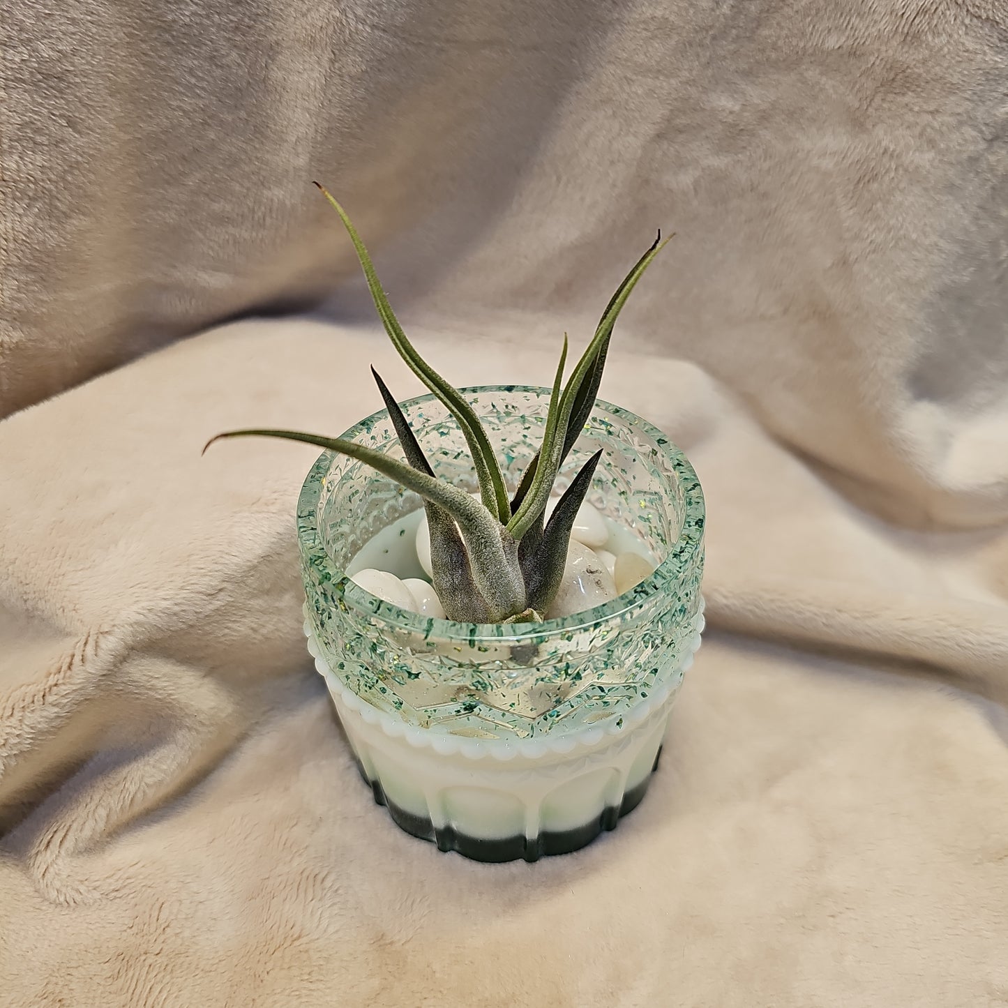 Votive/Planter-Green & White