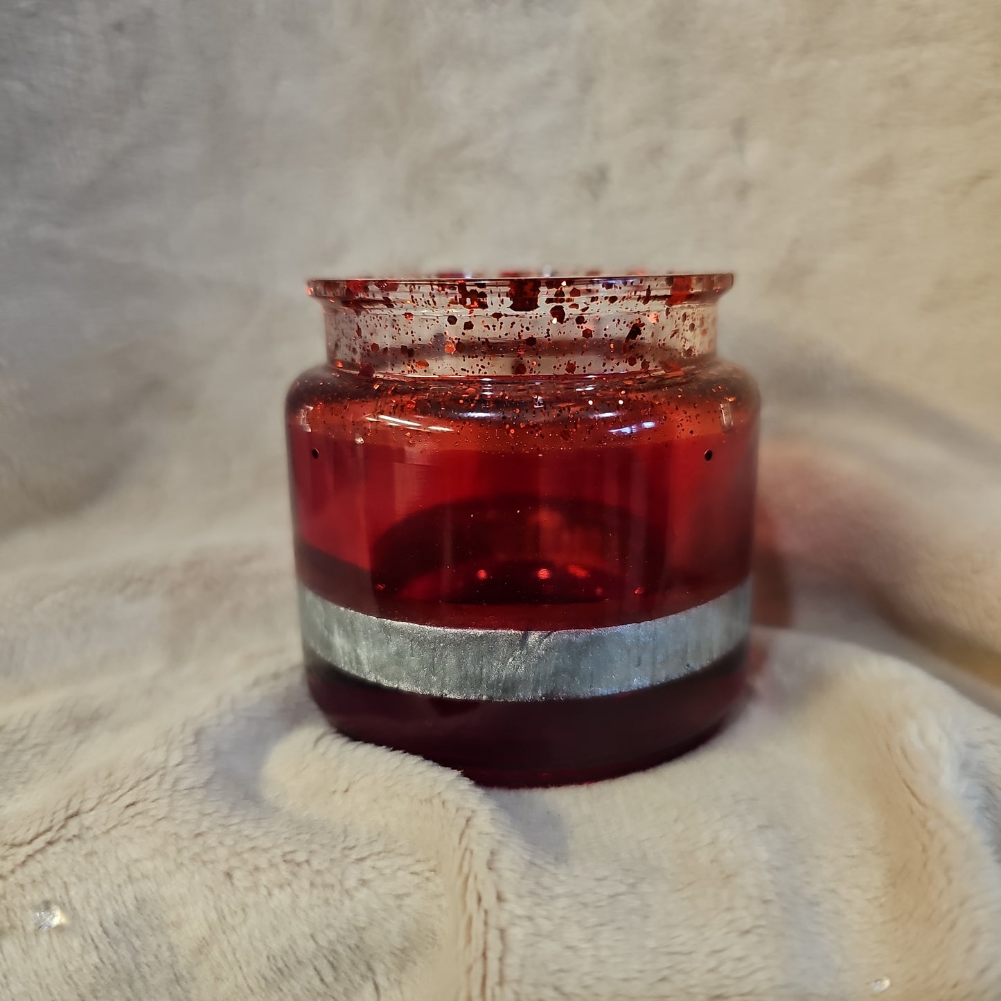 Votive/Planter-Red & Silver