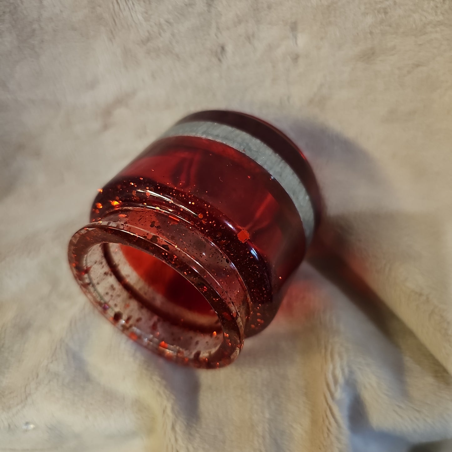 Votive/Planter-Red & Silver