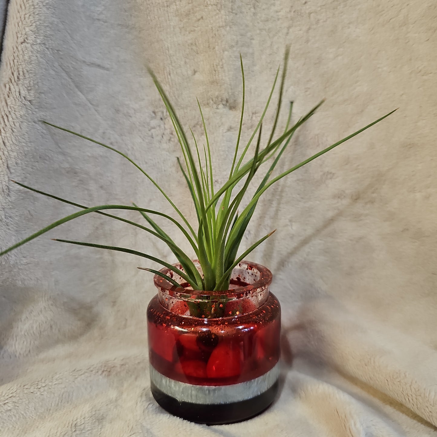 Votive/Planter-Red & Silver