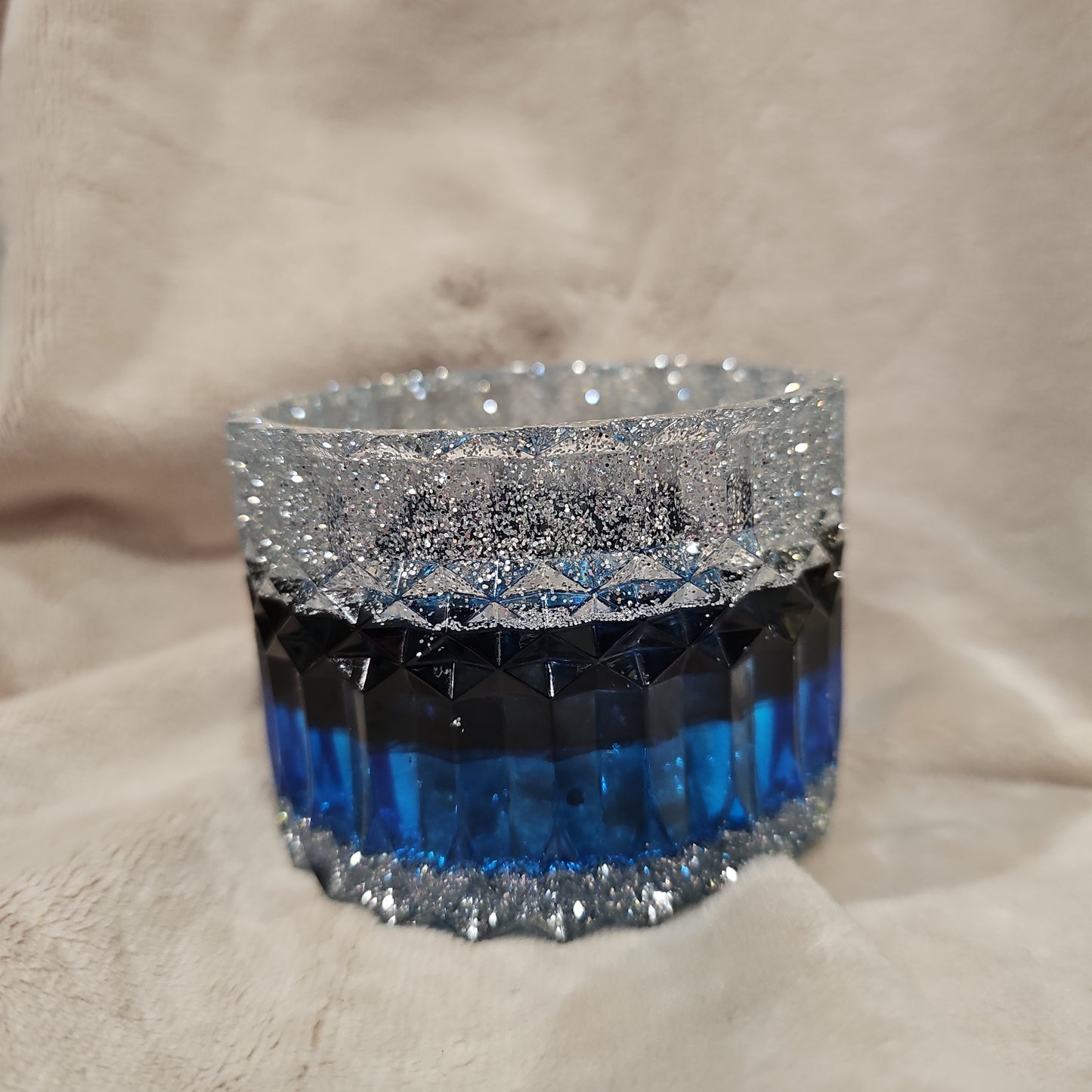 Votive/Planter-Blue & Silver