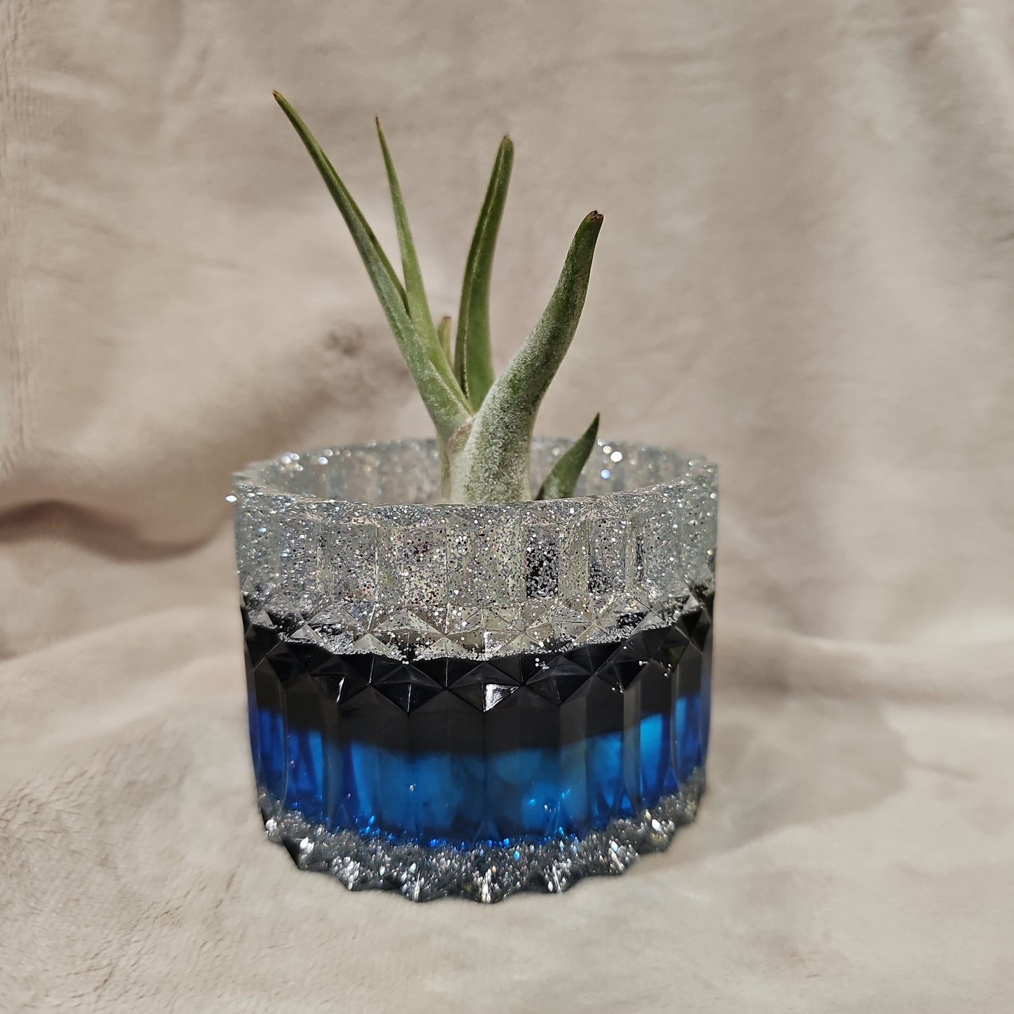 Votive/Planter-Blue & Silver