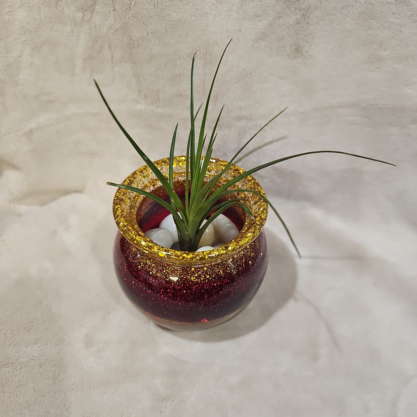 Votive/Planter-Red & Gold